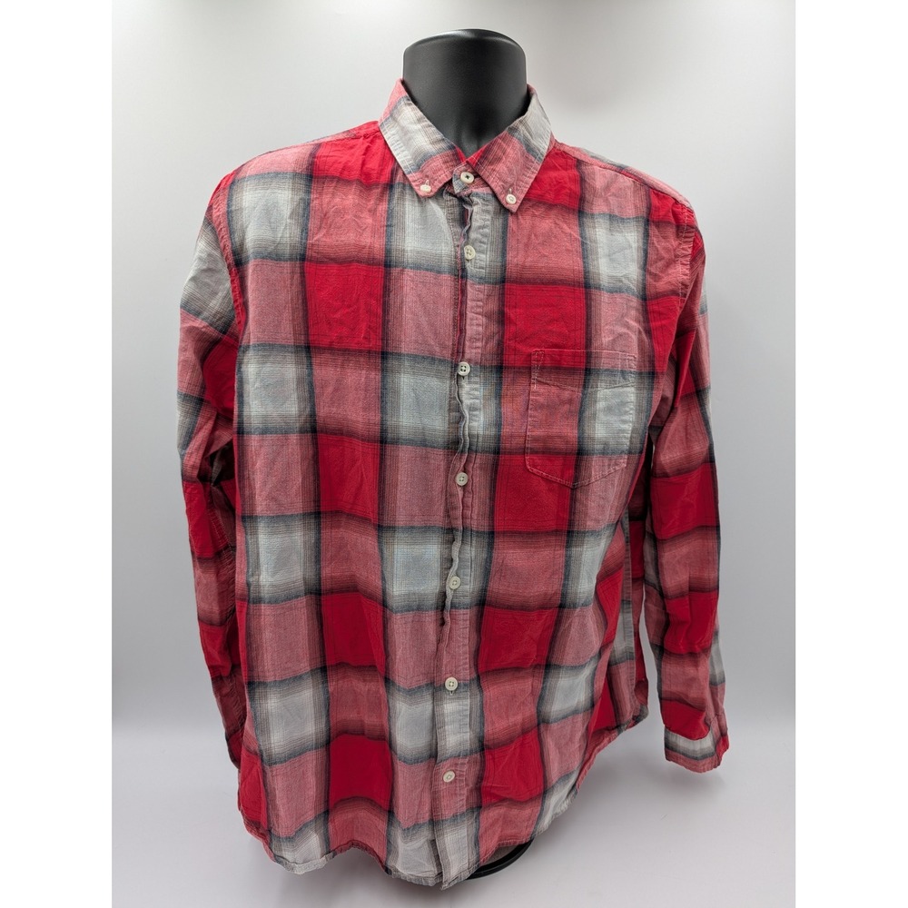 Aeropostale Mens Long Sleeve Red Plaid‎ Button Down Shirt Size L G